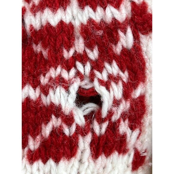 Sparrow Womens Red & Cream Knit Long Cardigan With Button Front & Diamond Patter - Picture 9 of 9